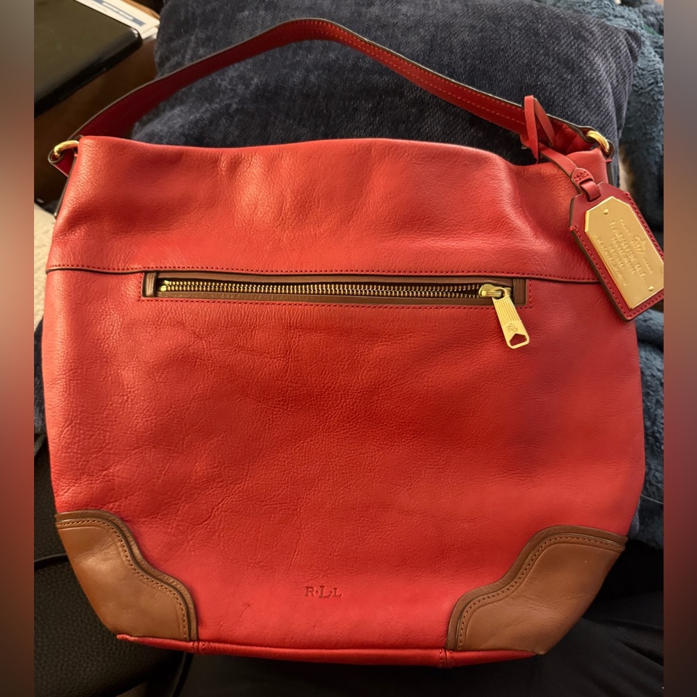 Ralph Lauren Red Leather Shoulder Bag